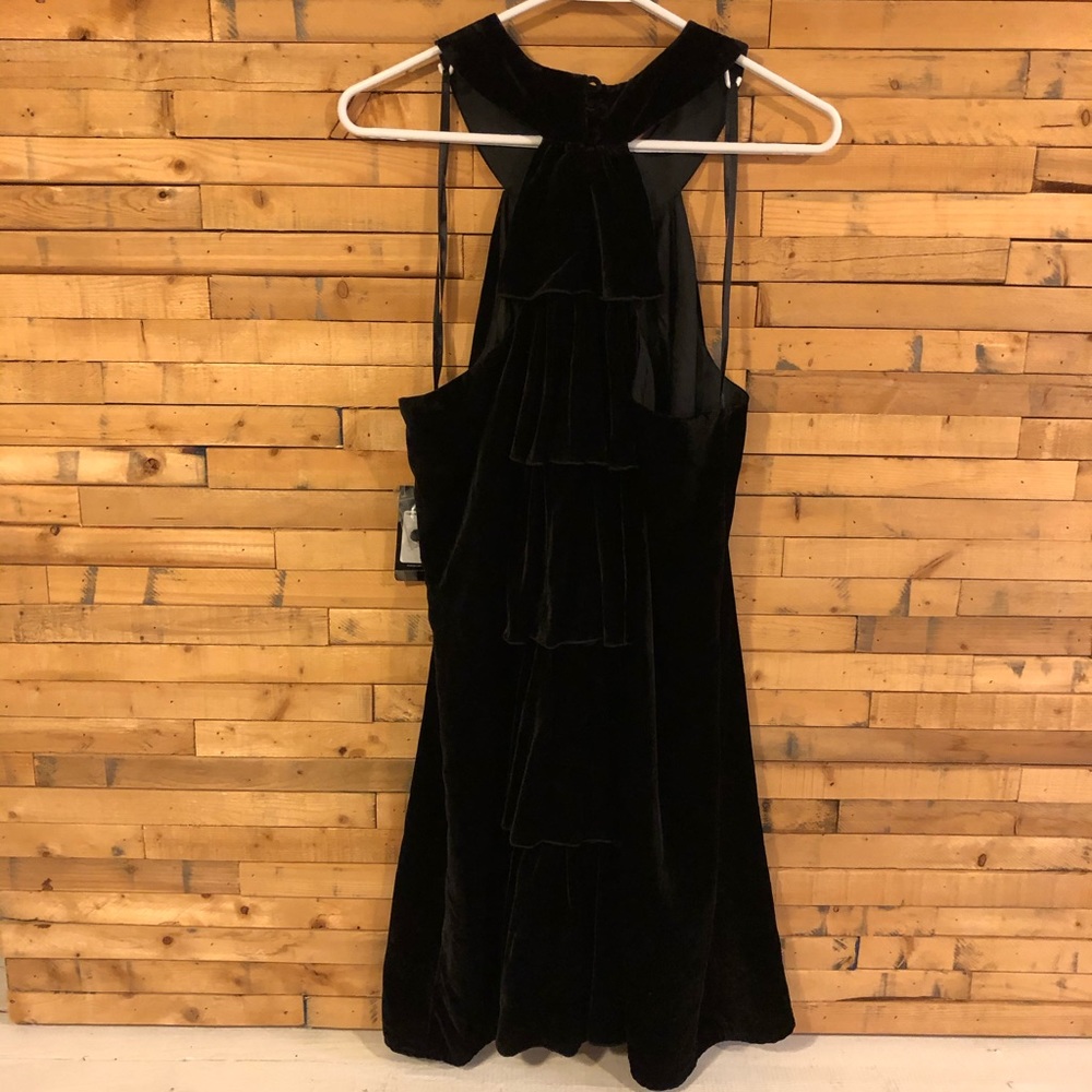 Black Velvet Halter Vintage Glamour Dress